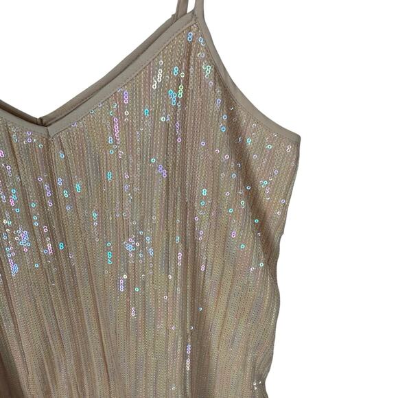 by Anthropologie Amelie Cami Tank Top Womens Size 6 Peach Pink Sequin Ruffle - Picture 13 of 15